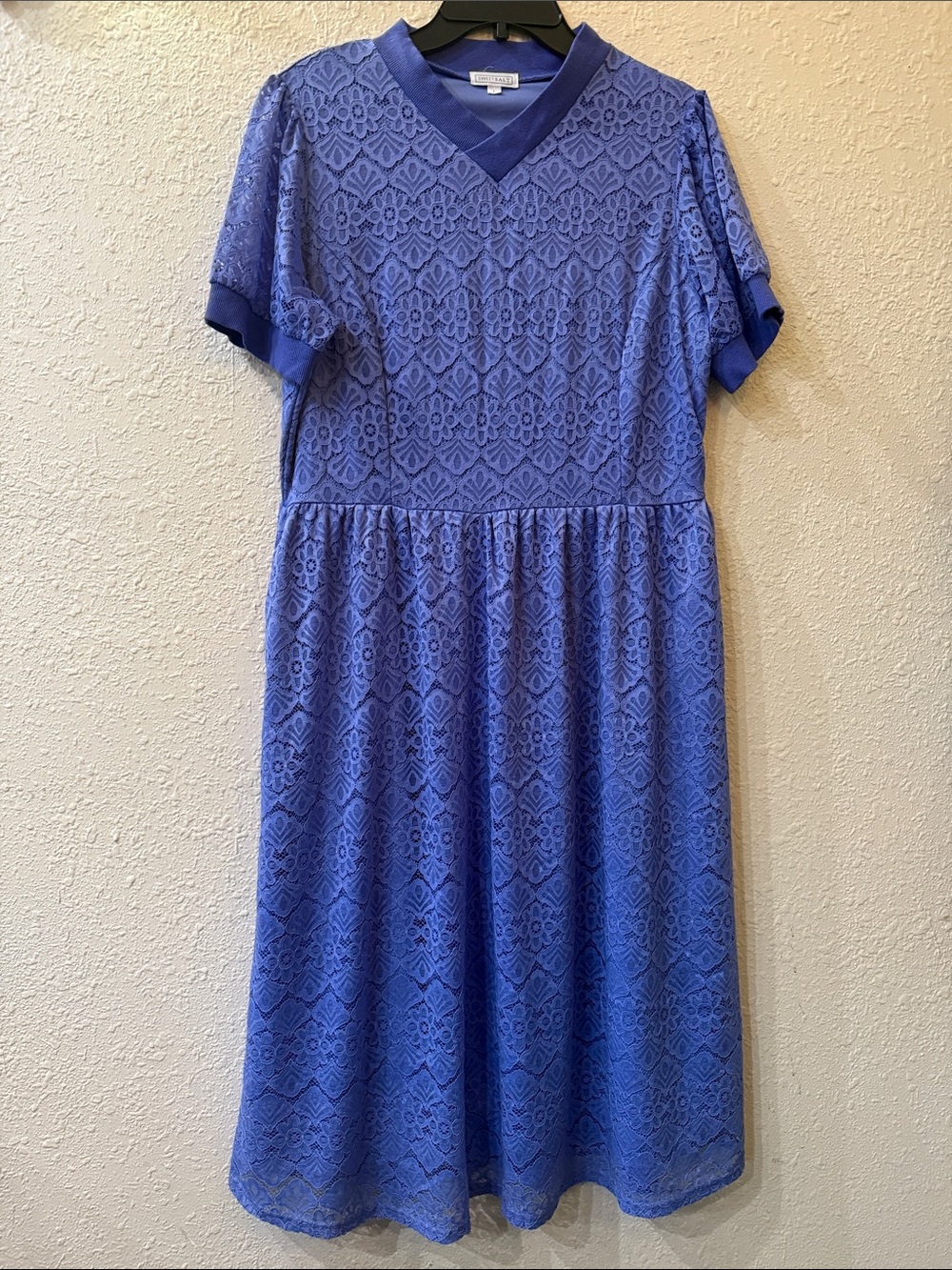 V-Neck Lace Maxi Dress in Periwinkle Blue